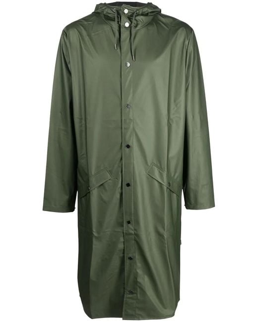 Rains Green Drawstring Hood Raincoat