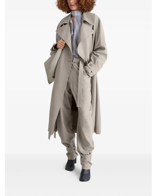 Lemaire Gray Double-Breasted Belted Trench Coat
