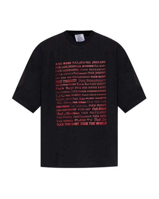 Vetements Black Text-Print Short-Sleeve T-Shirt