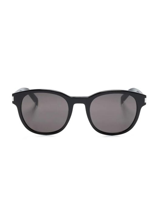 Saint Laurent Gray Logo-Engraved Square-Frame Sunglasses