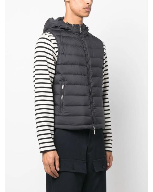 Moorer Black Zipped Hooded Gilet for men