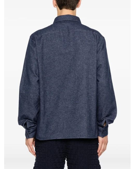 Sandro Blue Flap-Pocket Long-Sleeve Shirt for men