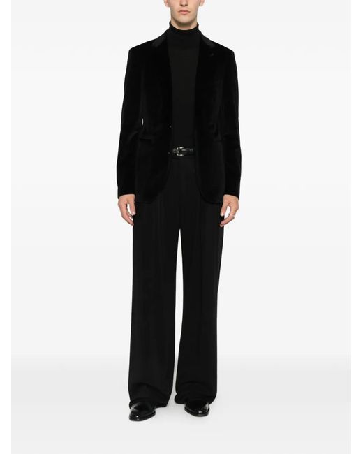 Tagliatore Black Button Textured Jacket for men