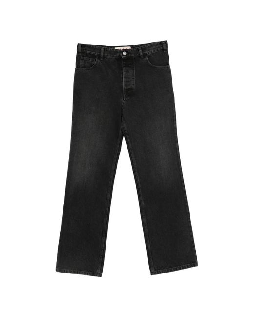 Marni Black Logo-Patch Straight-Leg Jeans for men