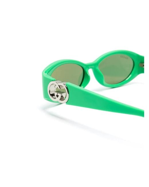 Gucci Green Interlocking G Oval-Frame Sunglasses