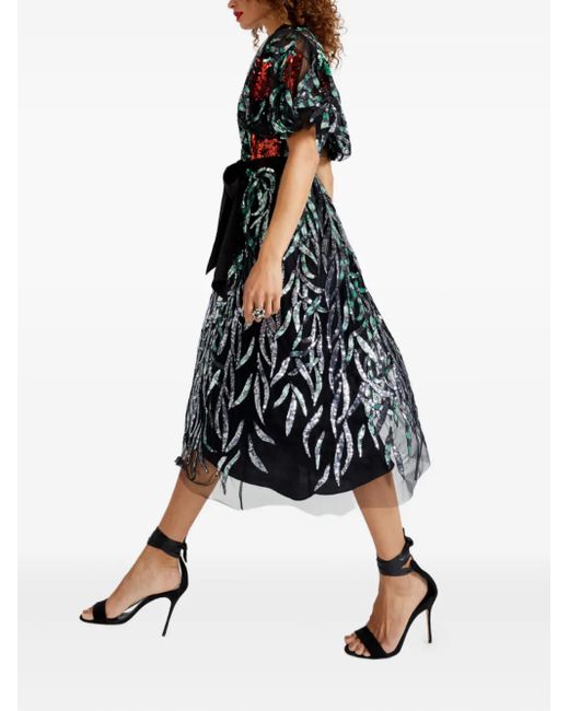 Temperley London Black Sequin-Embellished Midi Dress
