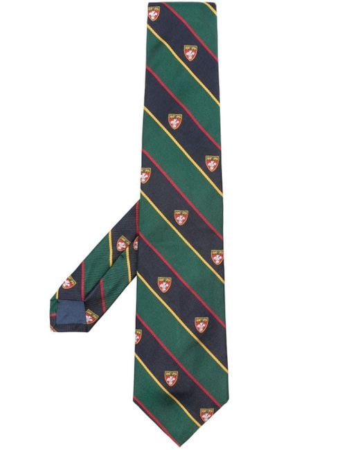 Polo Ralph Lauren Green Repp Club Striped Silk Tie for men
