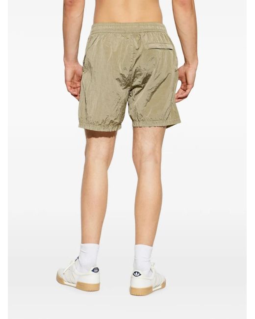 Stone Island White Logo-Patch Shorts for men