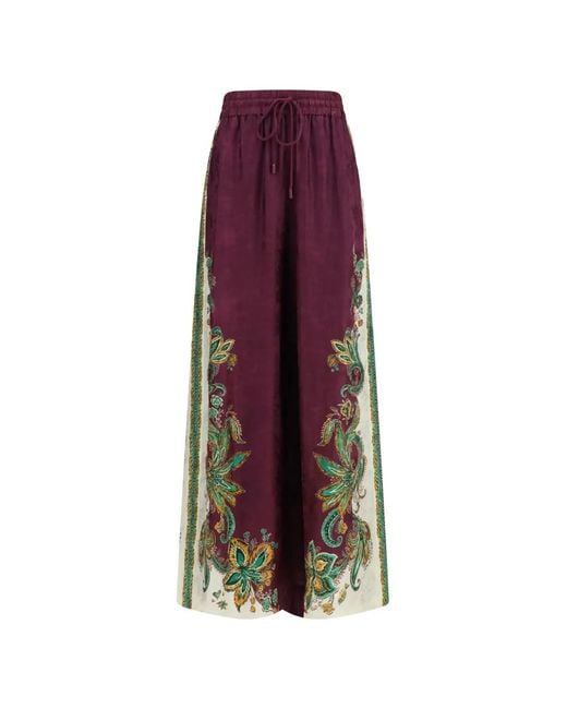 ALÉMAIS Purple Ruthie Paisley-Print Trousers