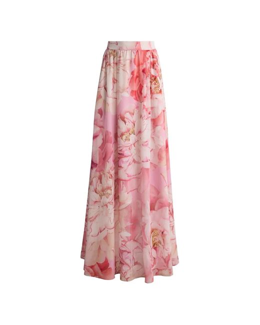 St. John Pink Bethany Floral-Print Skirt