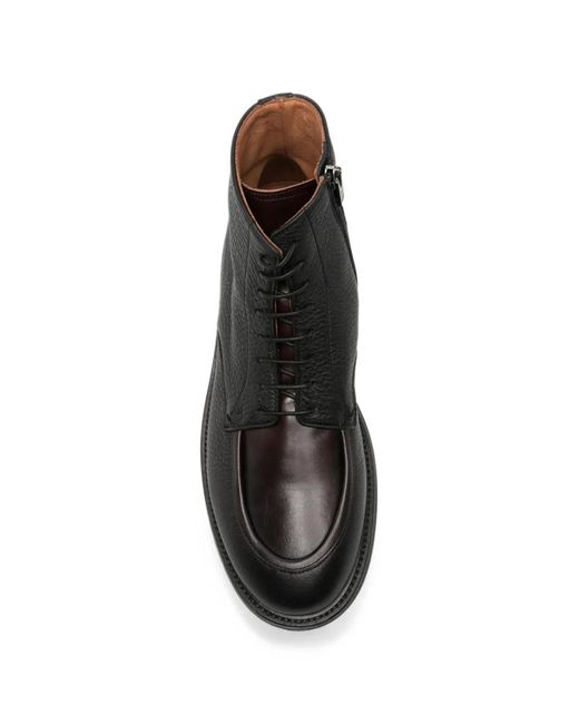 Pantanetti Black Grain-Leather Lace-Up Boots for men