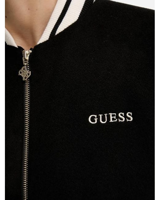 Guess Black Logo-Embroidered Striped-Trim Jacket