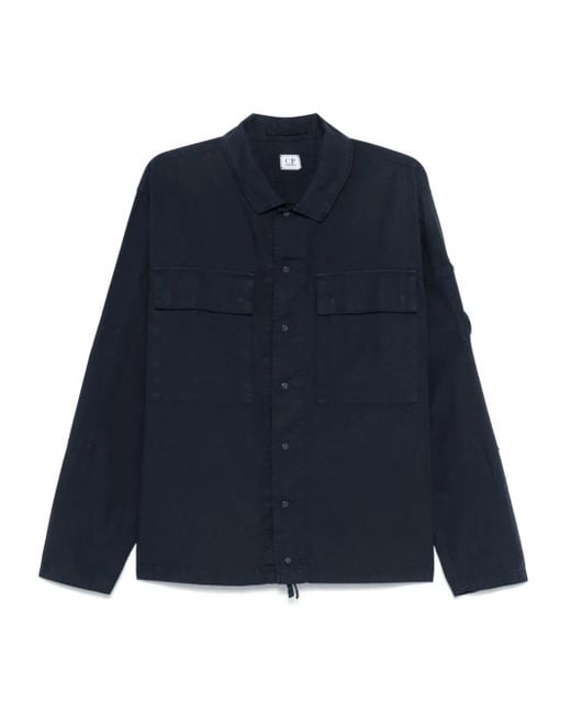 Camisa de algodón con diseño rasgado C P Company de hombre de color Blue