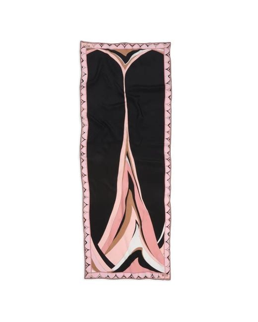 Emilio Pucci Black Fari Print Crepe De Chine Stole Scarf