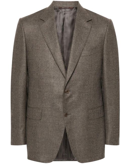 Canali Brown Single-Breasted Wool Blazer for men