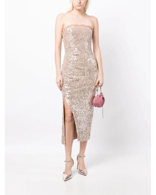 Needle & Thread Natural Stellar Gloss Strapless Dress