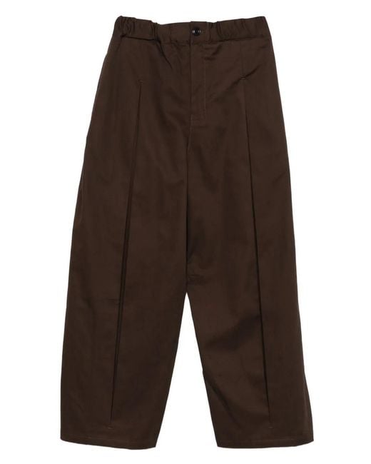 SAGE NATION Brown Box-Pleat Elasticated-Waist Pants for men