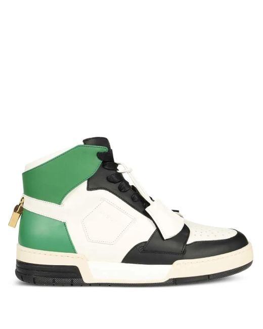 Buscemi Green Panelled High-Top Sneakers for men
