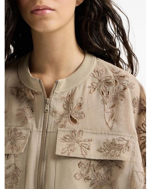 Brunello Cucinelli Natural Cotton Organza Outerwear Jacket With Dazzling Broderie Anglaise