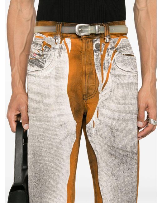 Trompe l'œil straight-leg jeans DIESEL de hombre de color Natural