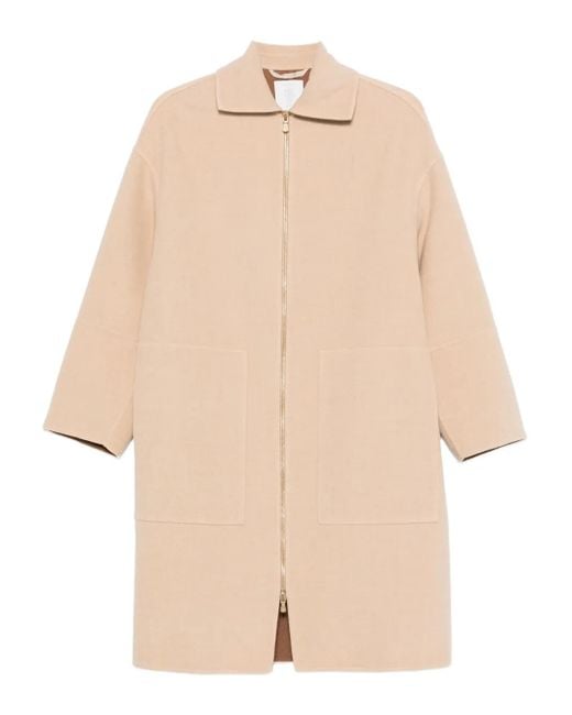 Eleventy Natural Pocket Zip-Front Coat