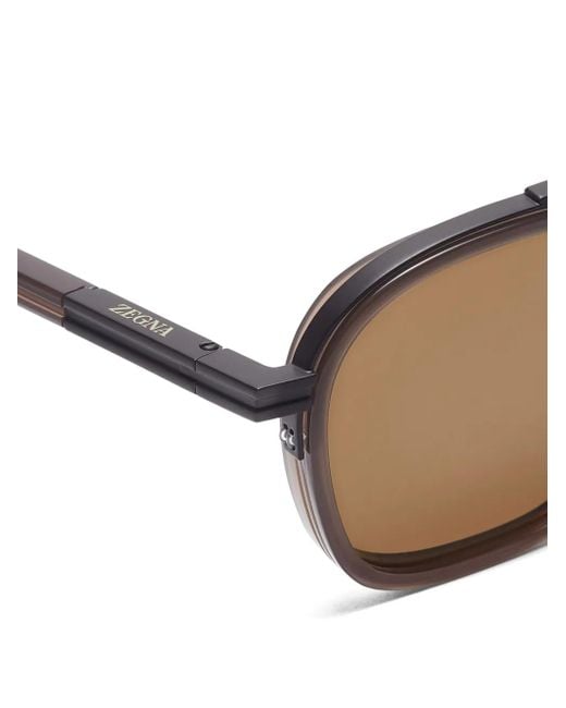 Zegna Brown Orizzonte Sunglasses for men