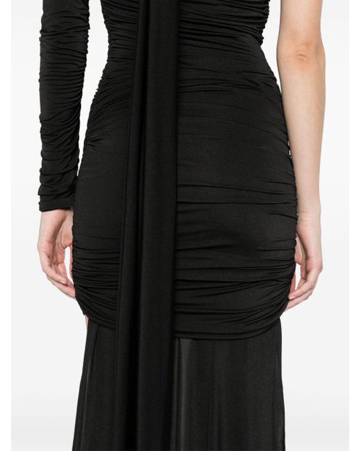 GIUSEPPE DI MORABITO Black Asymmetric Draped Mini Dress