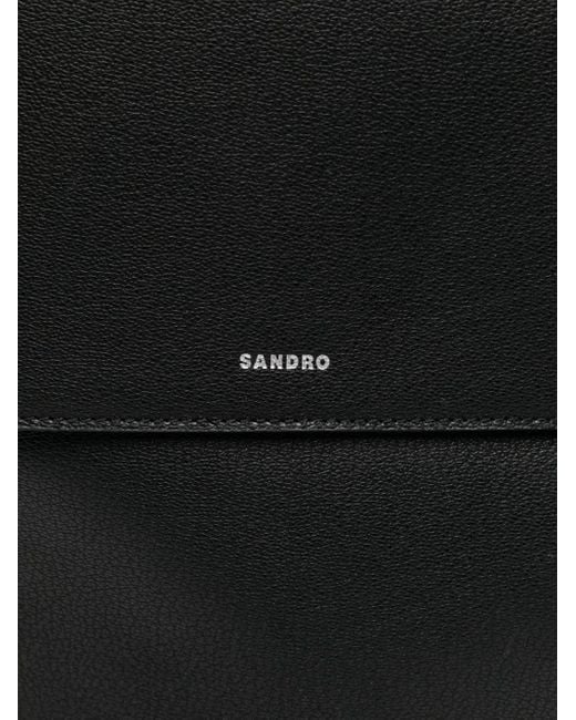 Sandro Black Logo-Stamp Backpack for men