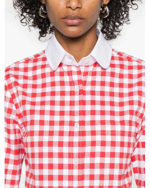 Thom Browne Red 4 Bar Stripes Gingham Check Shirt