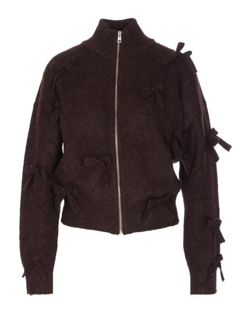 Aniye By Bow-detail Zip-front Jacket Brown