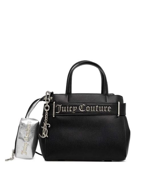 Juicy Couture Black Top-Handle Logo Charm-Detail Tote Bag