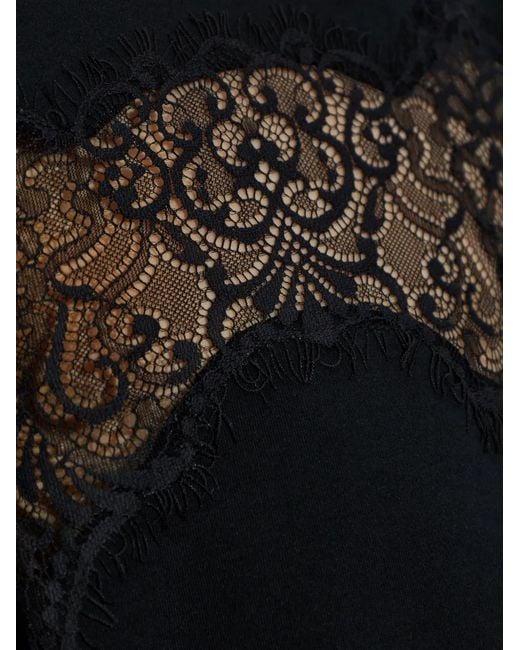 AllSaints Black Lisa Lace-Panel T-Shirt
