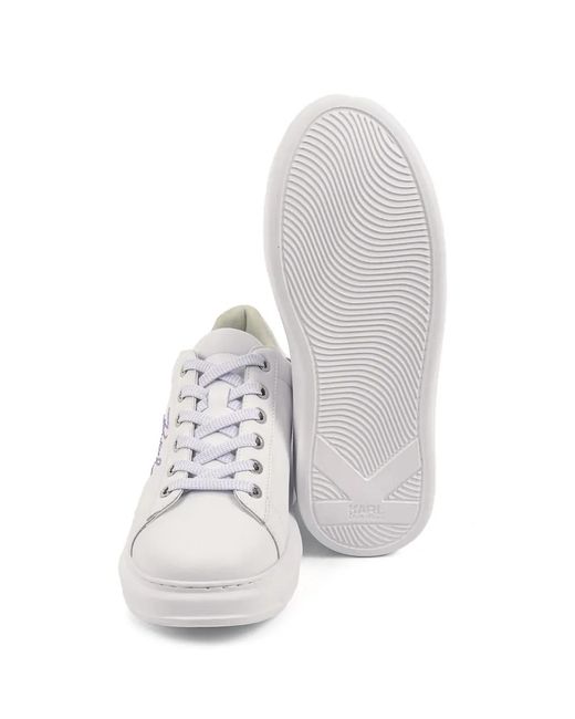Karl Lagerfeld White Lace-Up Platform Sneakers