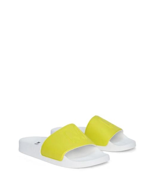 MSGM Yellow Embossed Slides