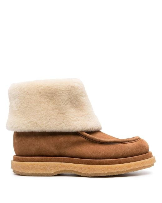 Officine Creative Brown Shearling Ankle Boots
