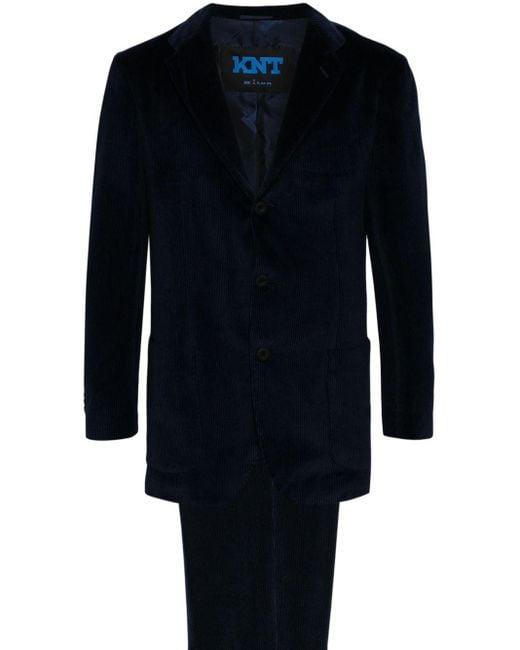 Kiton Blue Single-breasted Corduroy Suit for men