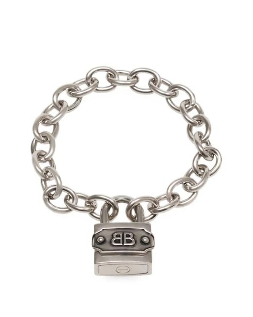 Balenciaga Metallic Bb Padlock Cable-Link Bracelet