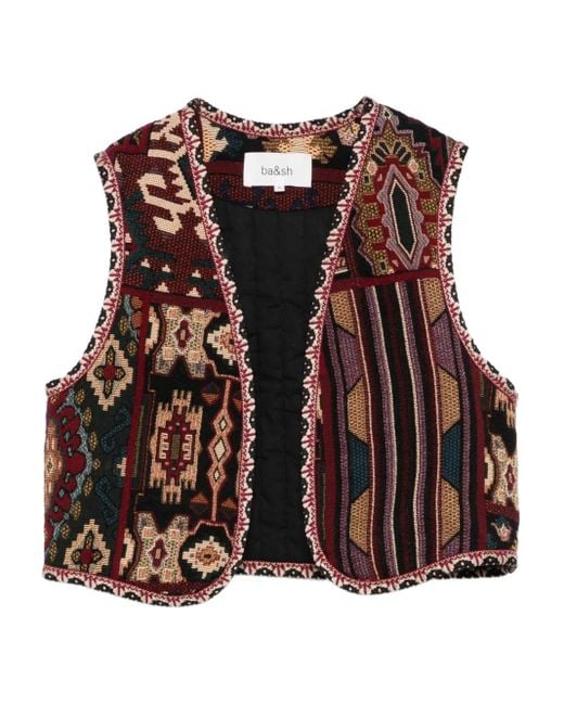 Ba&sh Brown Patterned Waistcoat