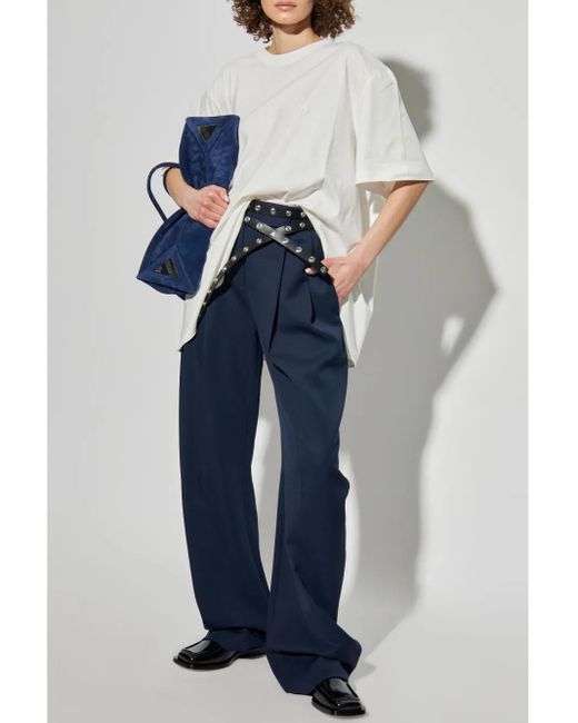 The Attico Blue Virgin-Wool Palazzo Pants