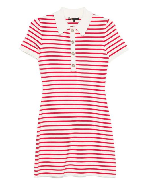 Maje Red Striped Button Knit Dress