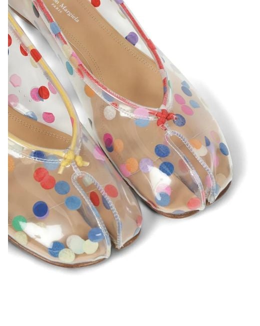 Maison Margiela White Confetti-Print Tabi-Toe Ballet Flats