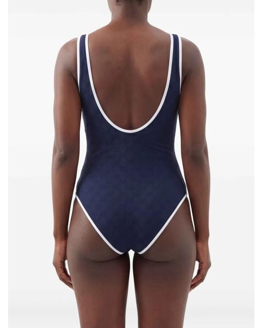Gucci Blue Monogram-Pattern Swimsuit
