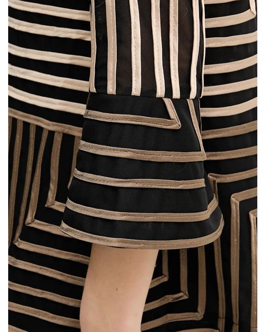 Joseph Ribkoff Black Geometric-Striped Shirt
