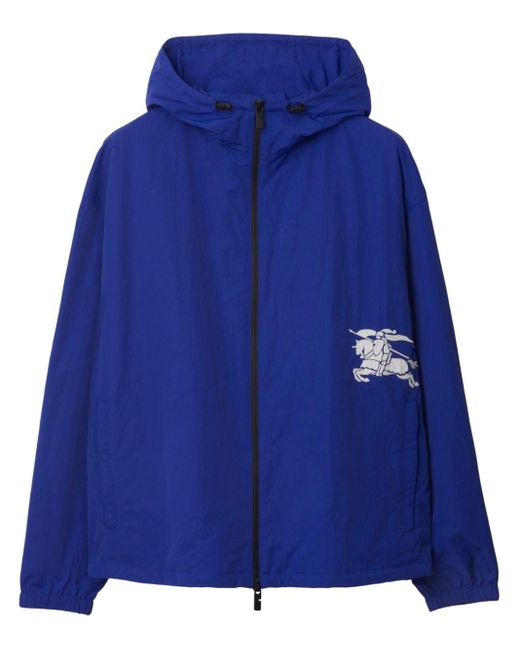 Burberry Blue Equestrian Knight-appliqué Hooded Jacket for men
