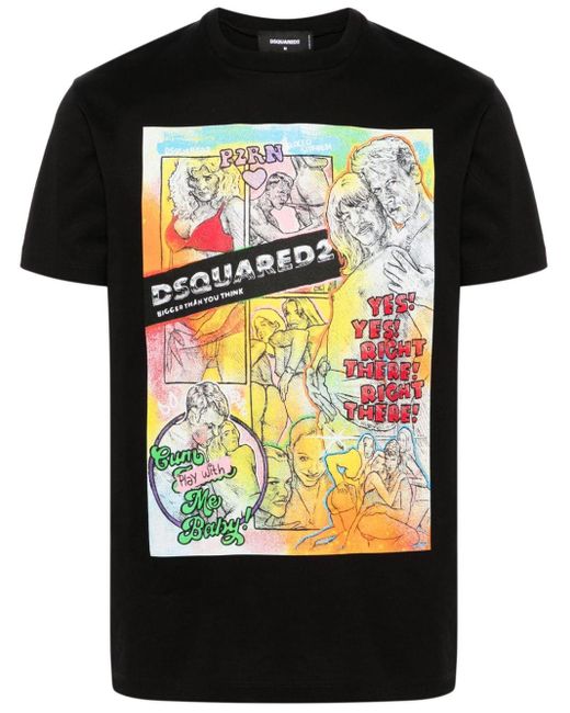 DSquared² T-Shirt mit grafischem Print in Black für Herren