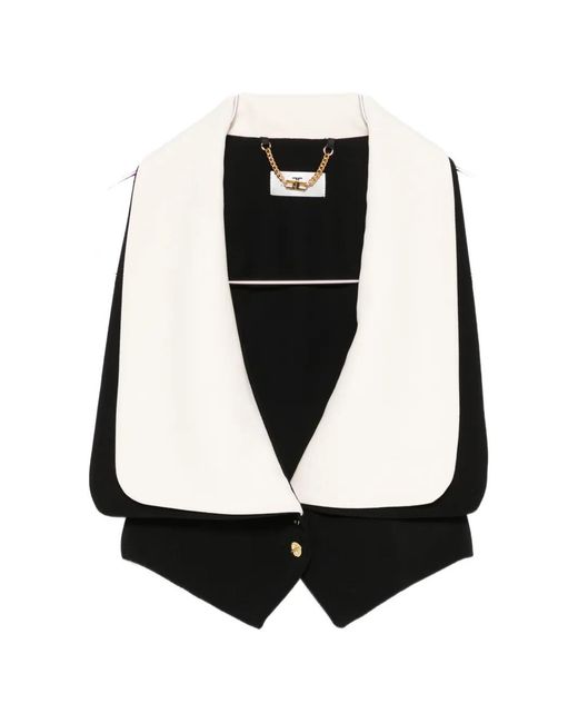 Elisabetta Franchi Black Shawl Gilet