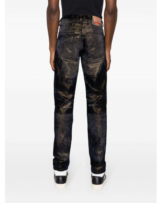 DIESEL Black D-strukt-s3 Slim-leg Velvet Jeans for men