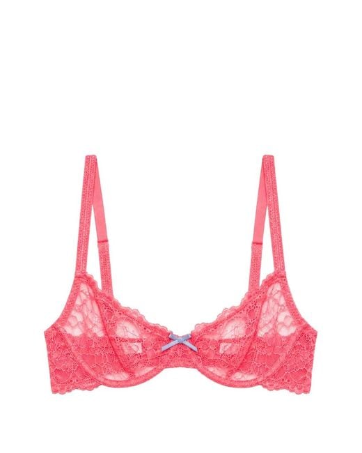 Fleur du Mal Pink Bianca Lace Balconette Bra