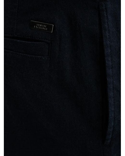 ARMANI EXCHANGE Blue Logo-Plaque Shorts for men