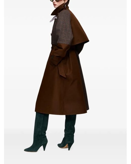 Essentiel Antwerp Brown Colour-Block Double-Breasted Coat